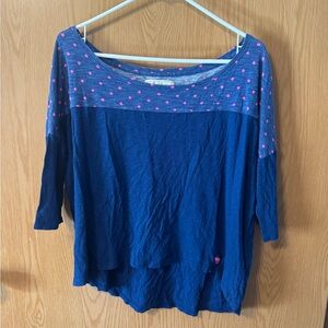 Abercrombie and fitch Women's Blue and Pink Polka Dot Top